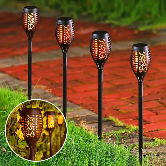 Lampe solaire d'extérieur avec flamme vacillante