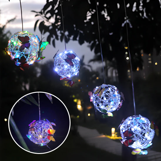 Lampe solaire extérieur en boule de papillons
