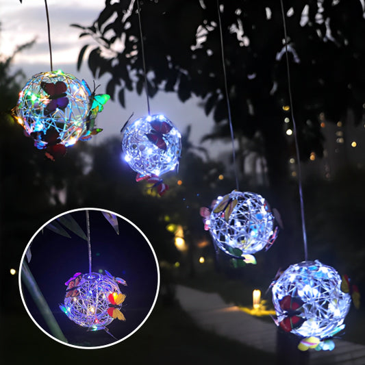 Lampe solaire extérieur en boule de papillons