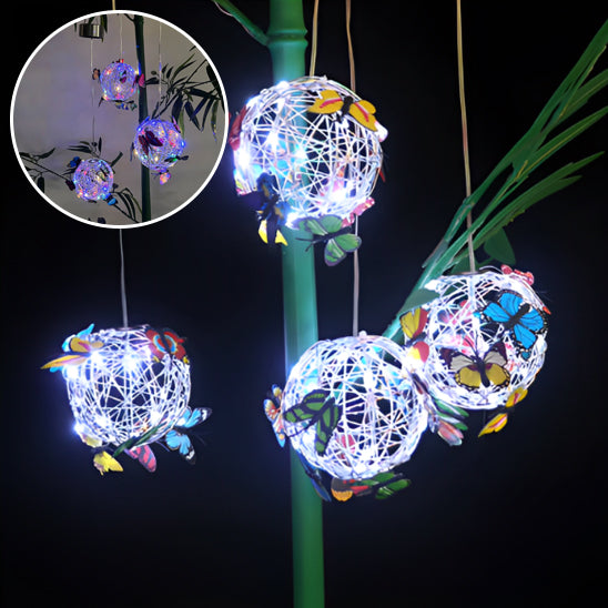 Lampe solaire extérieur en boule de papillons