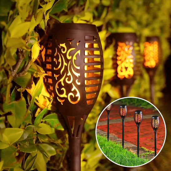 Lampe solaire d'extérieur avec flamme vacillante