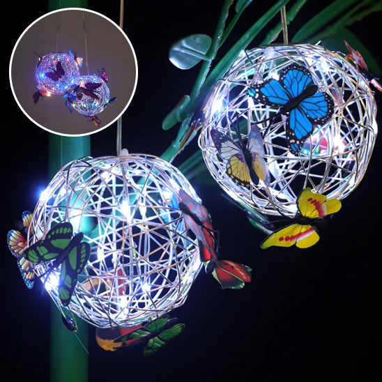 Lampe solaire extérieur en boule de papillons