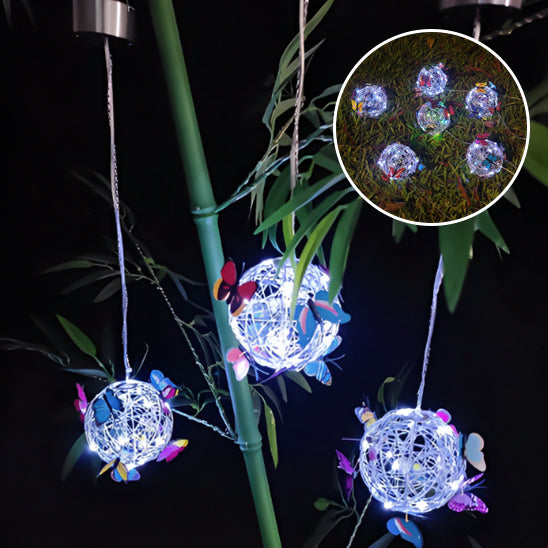Lampe solaire extérieur en boule de papillons