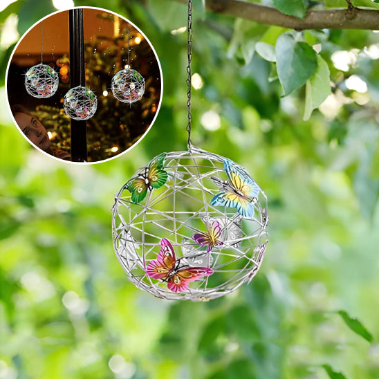 Lampe solaire extérieur en boule de papillons