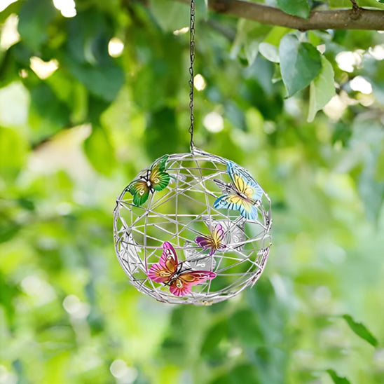 Lampe solaire extérieur en boule de papillons