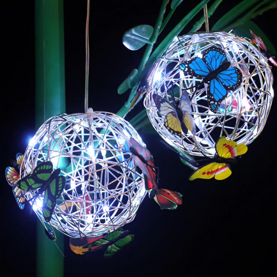 Lampe solaire extérieur en boule de papillons