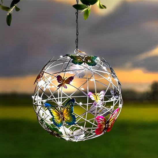 Lampe solaire extérieur en boule de papillons