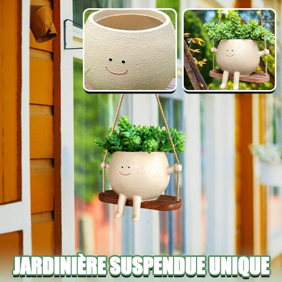 Pot de fleur en résine avec visage souriant mignon